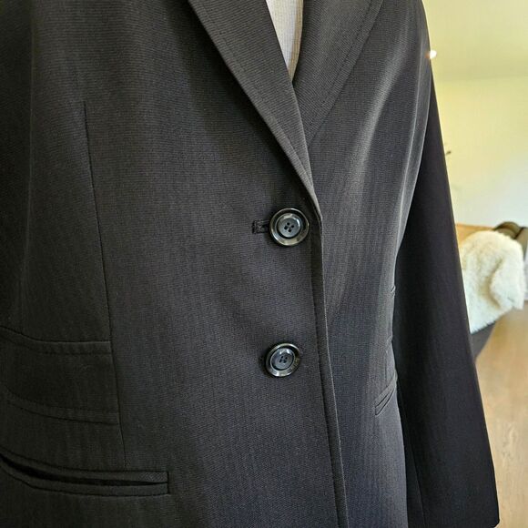EVAN-PICONE Black Gray Suit Jacket Blazer Womens 14 Business Modern Cut - Picture 2 of 11